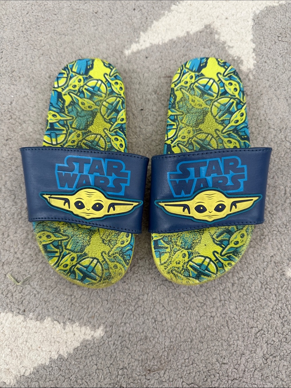 Star Wars Blue and Yellow Grogu Kids Slide Sandals